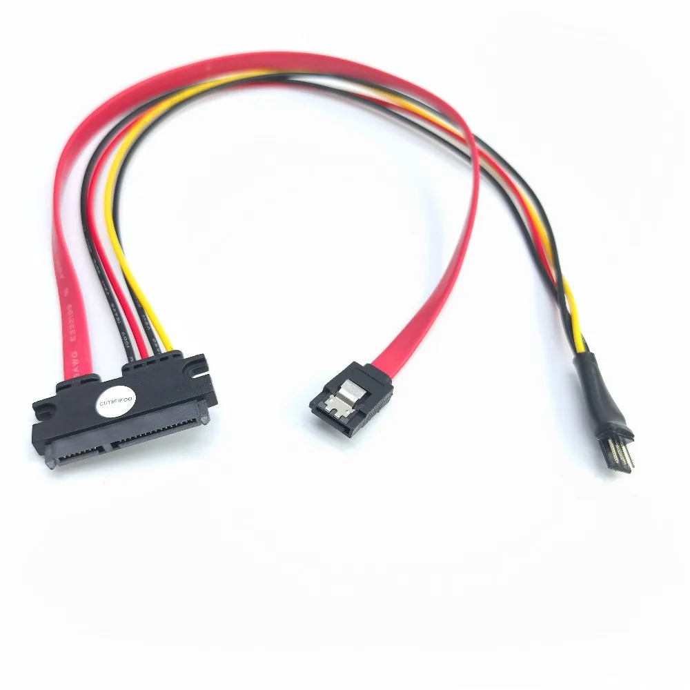 

7+15 Pin 22Pin 7Pin + 15Pin SATA Adapter to FDD 4Pin Male HDD SSD Power Supply Splitter Extension Data Cable 38cm