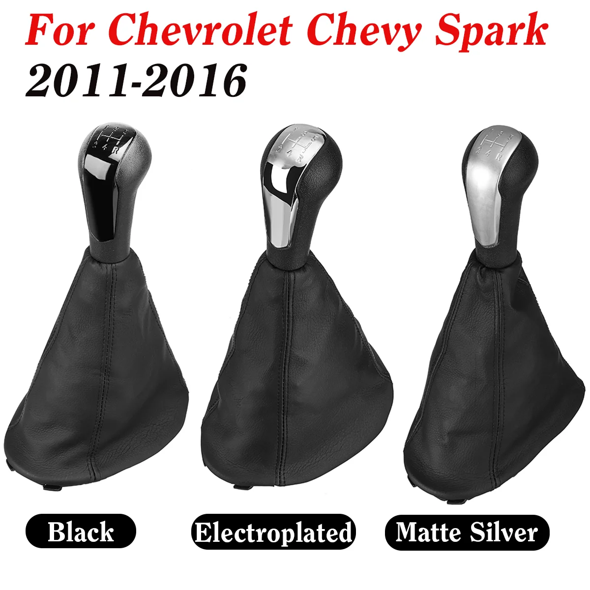 5 Speed Gear Shift Knob w/PU Leather Gaiter Boot Cover For Chevrolet Spark 2011 2013 2014 2015 2016