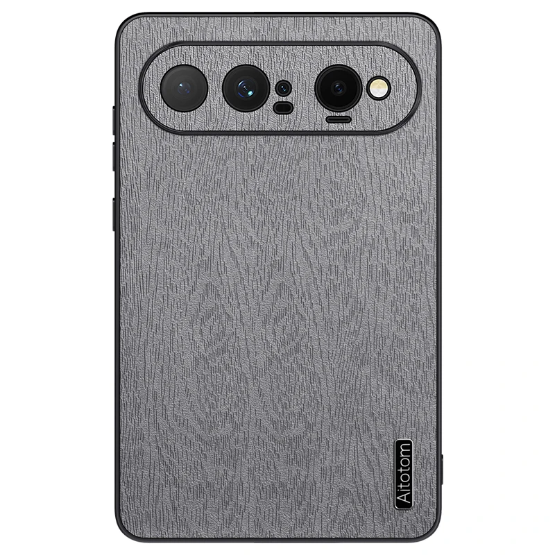 Für Huawei Pura X View Hülle mit Holzmaserung, Business-Stil, stoßfest, mit Objektivschutz, kratzfest, PuraX Soft-Frame-Rückseite, Fundas