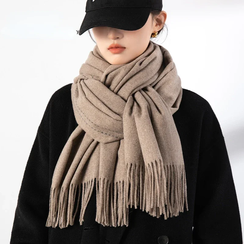 

Solid Color Thick Cashmere Scarf for Women Large 200*68cm Pashmina Winter Warm Shawl Wraps Bufanda Female with Tassel Scarves