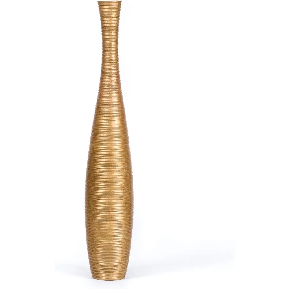 34 Tall Wooden Floor Vase for Home Decor - Ideal for Fake Plants & Pampas Grass