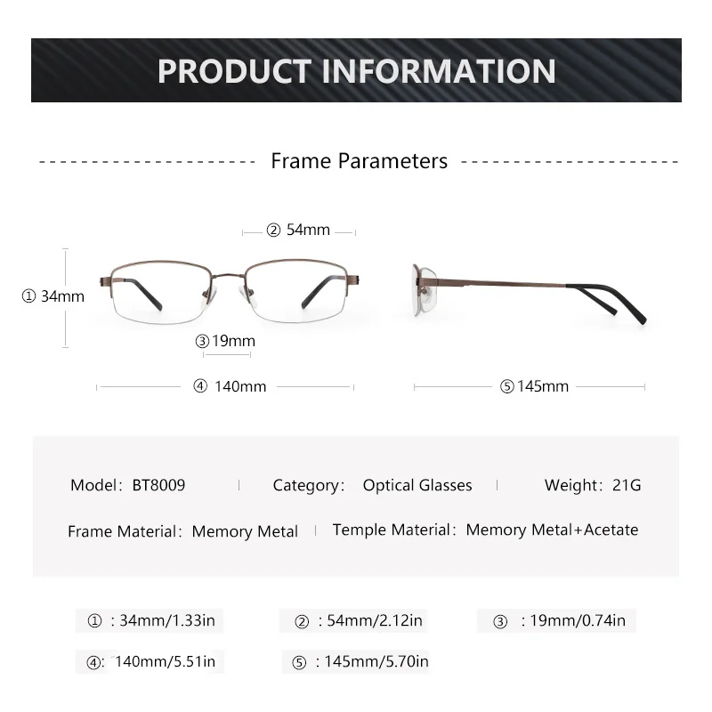 ZENOTTIC Titanium Half Rim Glasses, Unisex Lightweight