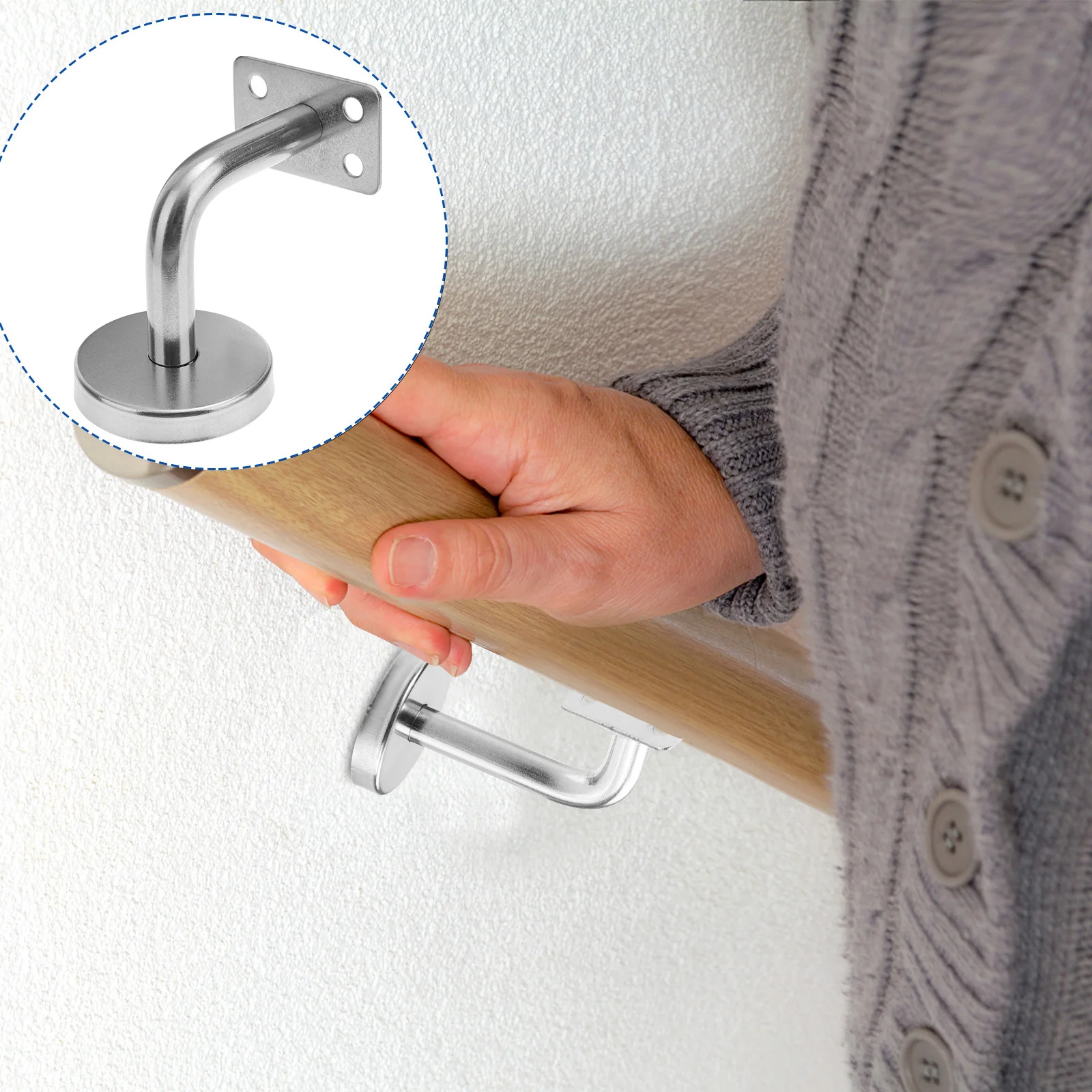 مجموعة دعامات درابزين متينة مكونة من 3 قطع من الفولاذ المقاوم للصدأ ودعم تثبيت الجدار لتركيب درابزين الدرج #3