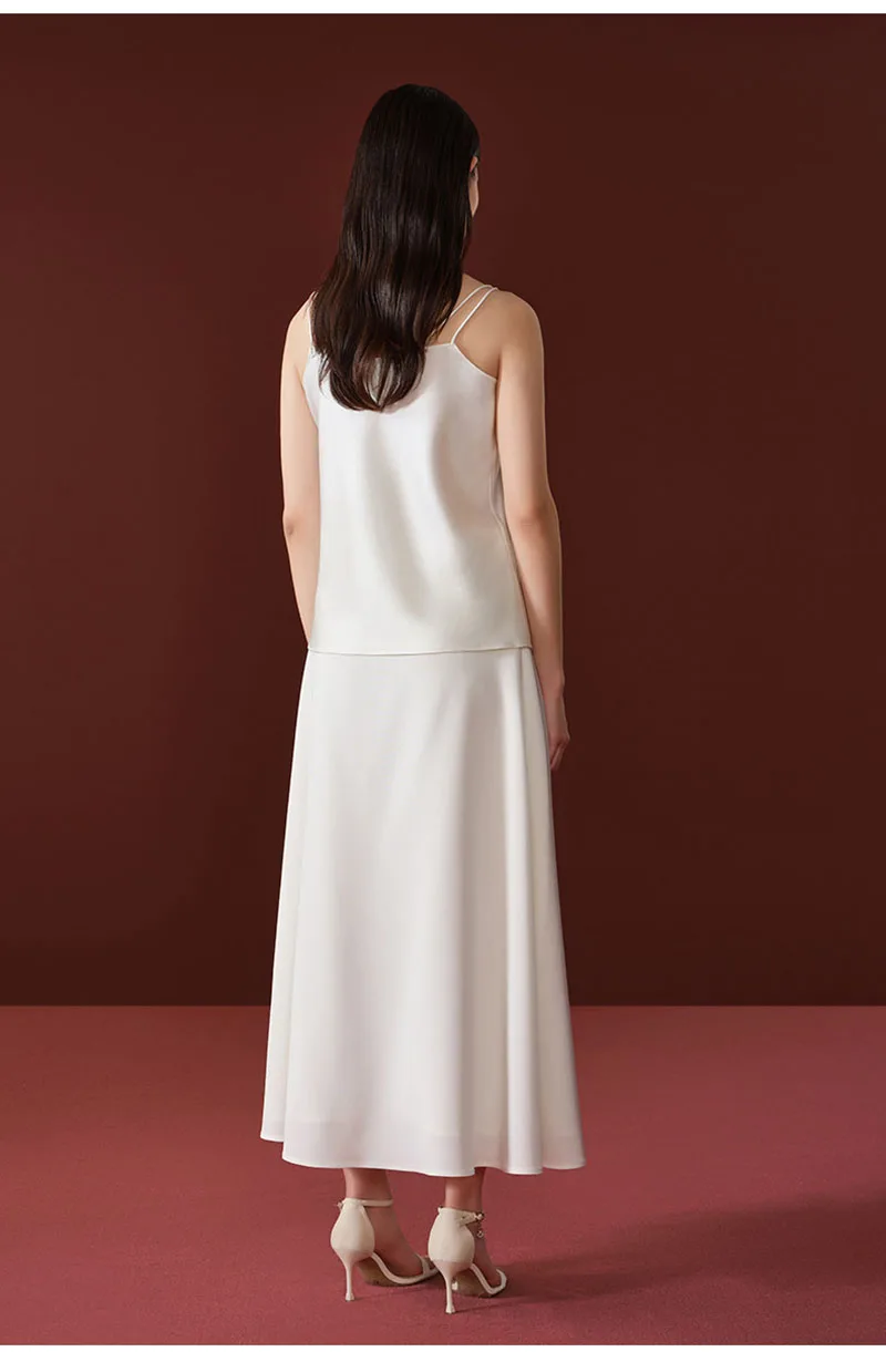 Fengbaoyu 100% Natural Silk Women's Half-Dress. A Simple Elegant Mid-length Half-dress Loose Comfortable, Ideal for Casual Wear.