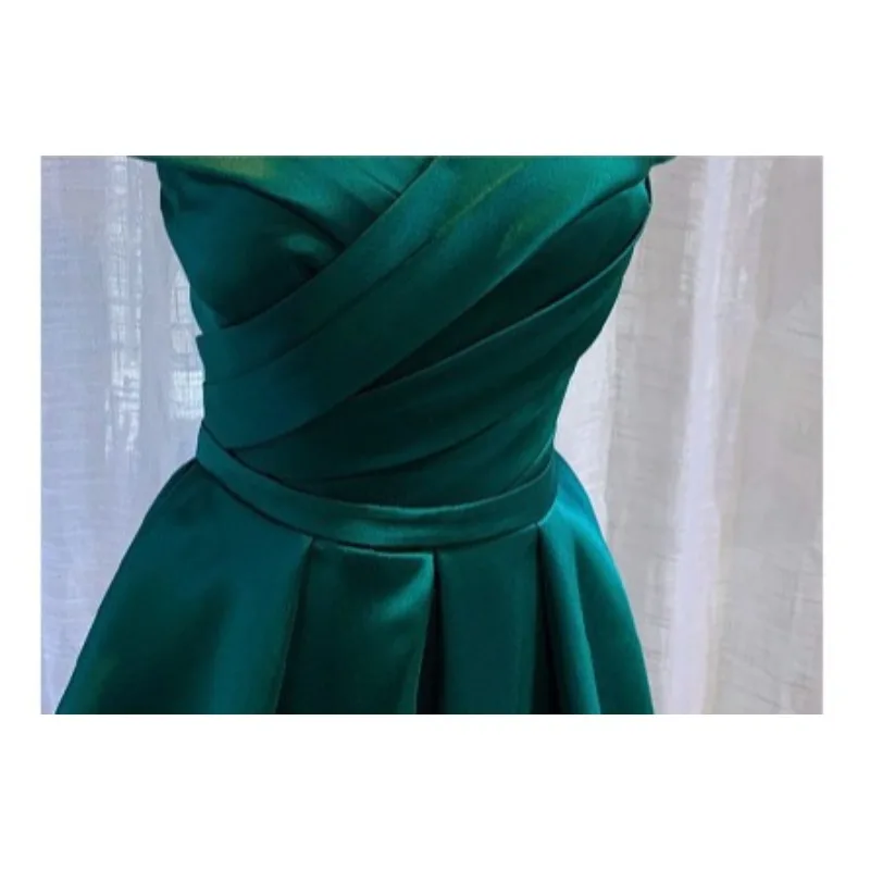 Novo verão feminino um ombro cetim emagrecimento vestido de noite moda desempenho coro banquete chão puxando vestido