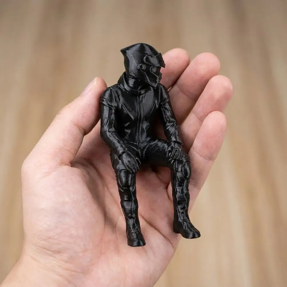 3D Printed Motorcycle Rider Figurine, Sitting Motorcyclist Art Statue, Biker Statue Decor for Home Office Desktop Shelf & Motorc