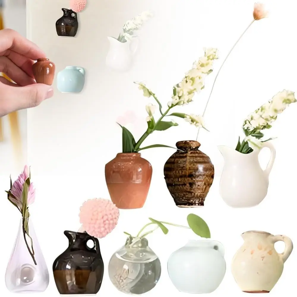 Simulation Ceramic Vase Refrigerator Sticker Durable Whiteboard Decoration Plant Fridge Magnet Home Decor Creative