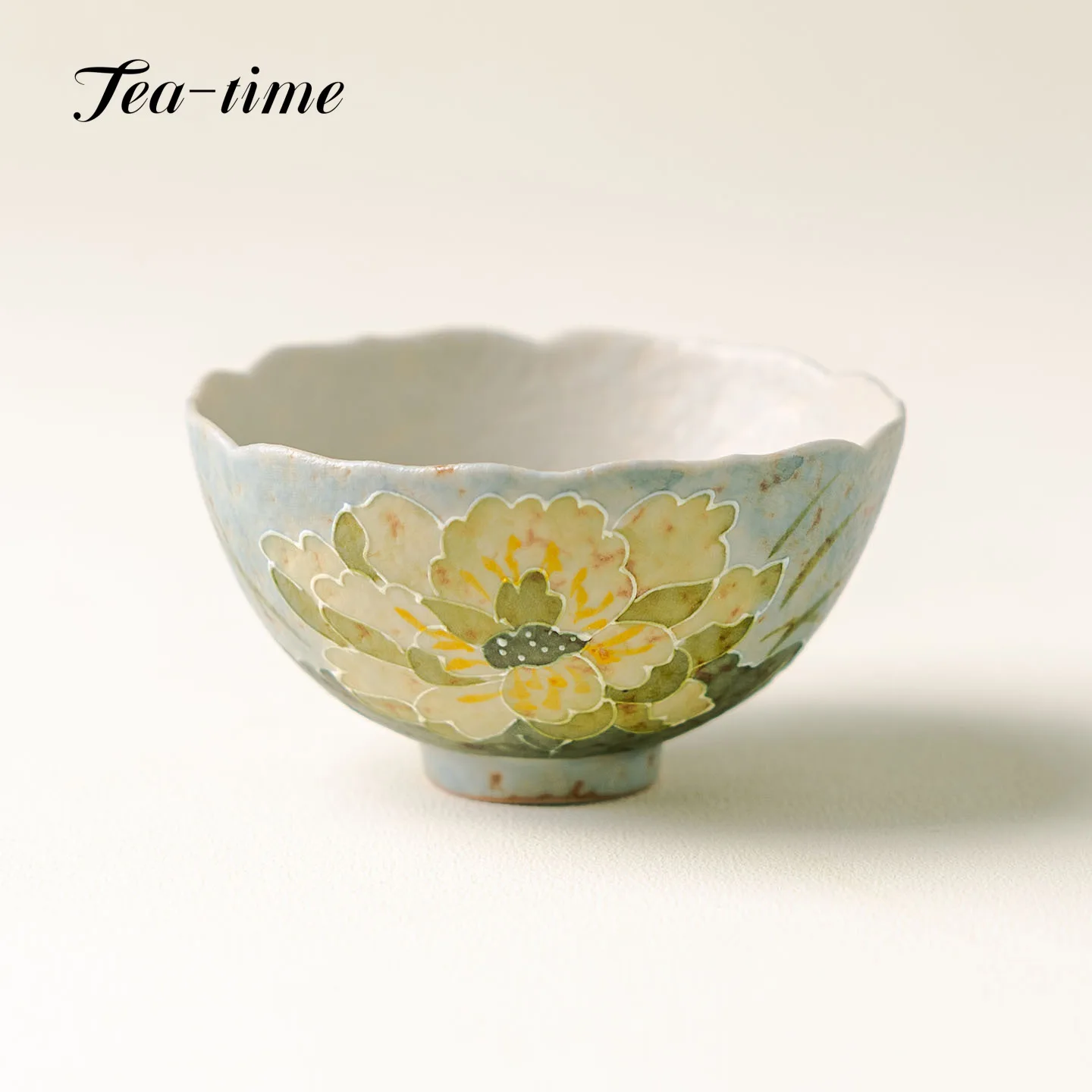 Green Lotus Tea Cup Caramel-Painted Tea Bowl Cups Teacups Porcelain Ceramic Chinese Beautiful Puera Kung Fu Teacup Maker Unusual