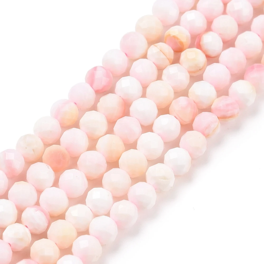 

5 Strands Natural Shell Beads 3mm 4mm Pink Faceted Round Loose Seashell Pearls Bead for Jewelry DIY Necklace Bracelet Charm Bead