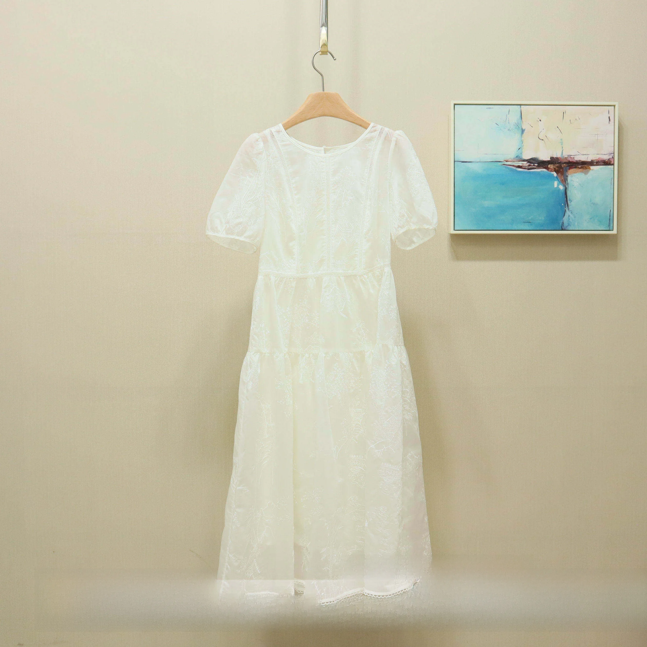 

Elegant Embroidered Summer Dress 2026YSING Comfortable Breathable Loose Fit round Neck Short Sleeve Women's Fashion Shirt