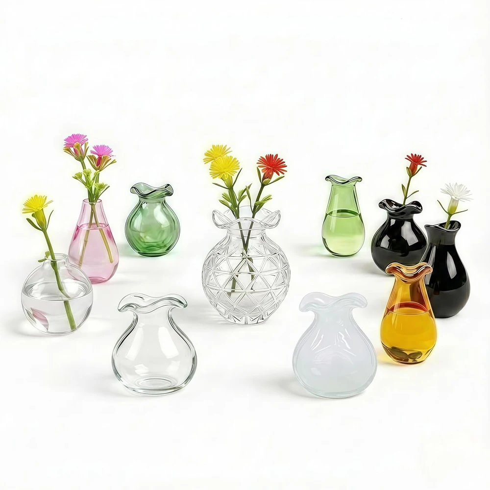 10-Pack Magnetic Mini Glass Vases Set Slam-Proof Strong Magnet for Fridge, Locker & Office Decor – Crystal Clear Bud Holders