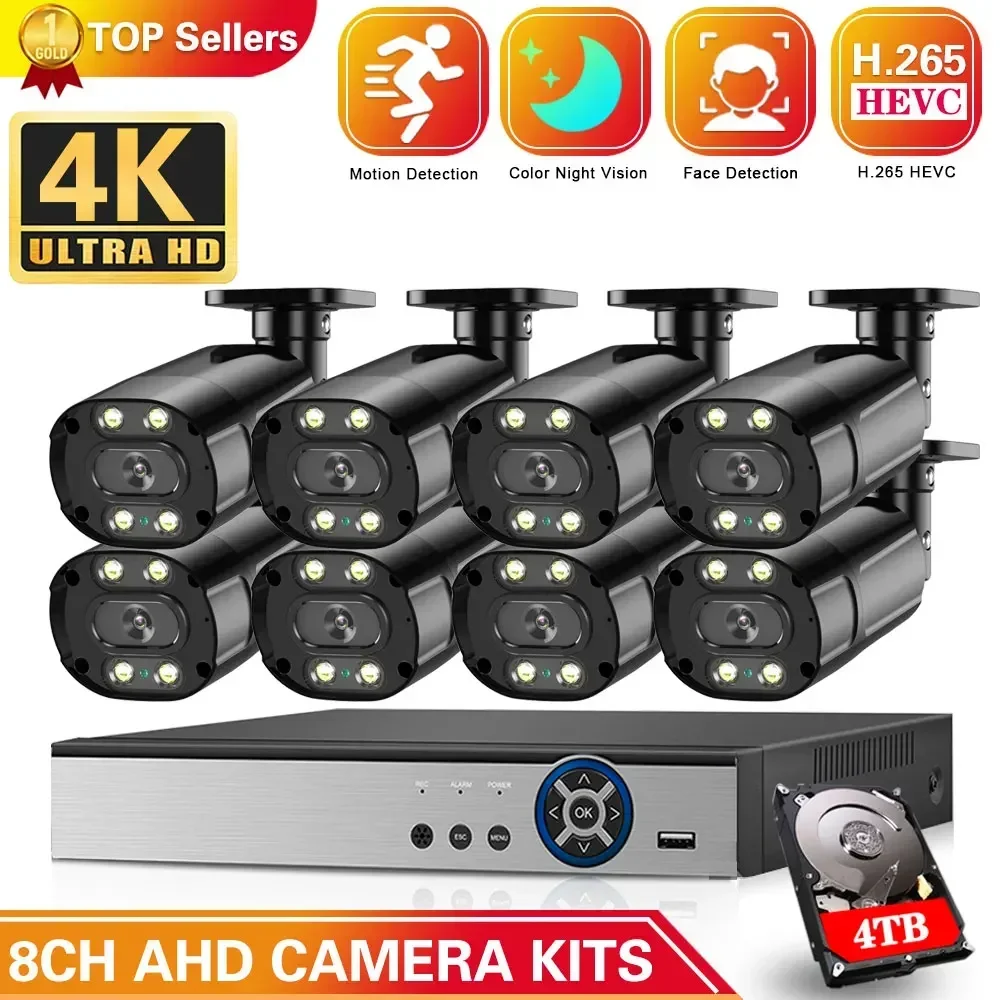 

8CH DVR CCTV Video Surveillance Set 4K AHD Cameras Kit Bullet Camera Color Night Vision HD Video Smart 6in1 DVR Security System