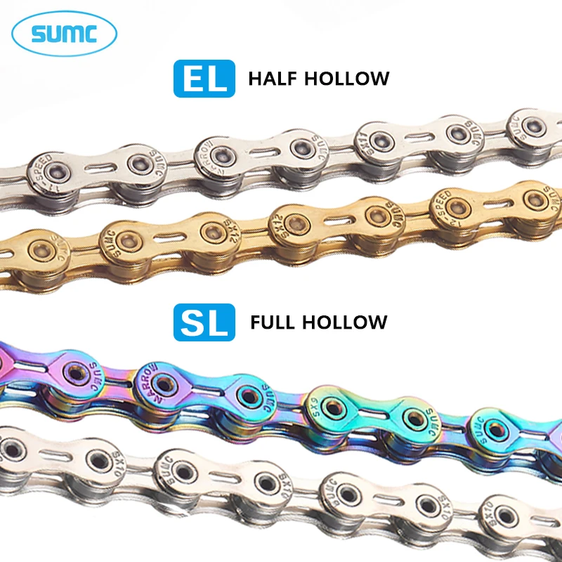 SUMC-cadena de titanio ultraligera para bicicleta de montaña y carretera, accesorio para Shimano SRAM, 6, 7, 8, 9, 10, 11, 12 velocidades, 9s, 10s,