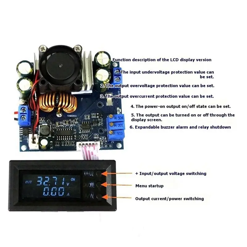 【Y19A】MPPT Buck Charging Module DC 9-50V 15A Adjustable Step Down Solar Module With Display