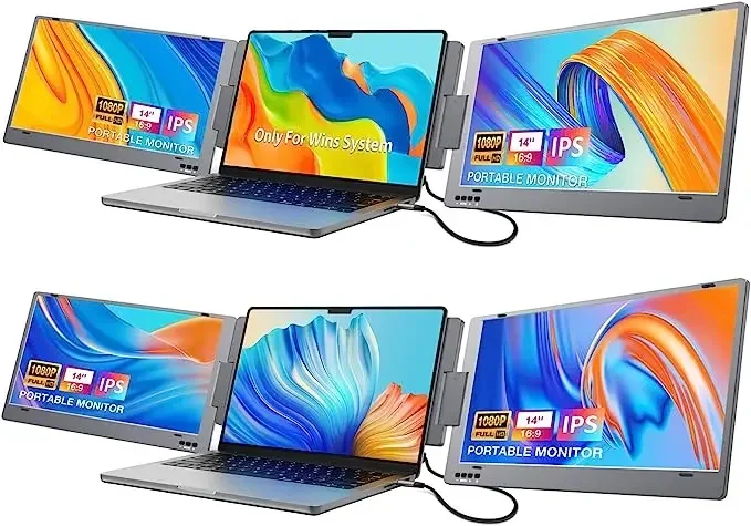 Factory OEM ODM Extender Narrow Frame Display 1080p Fhd Ips Usb-c 14 Inch Dual Portable Triple For Laptop factory outlet