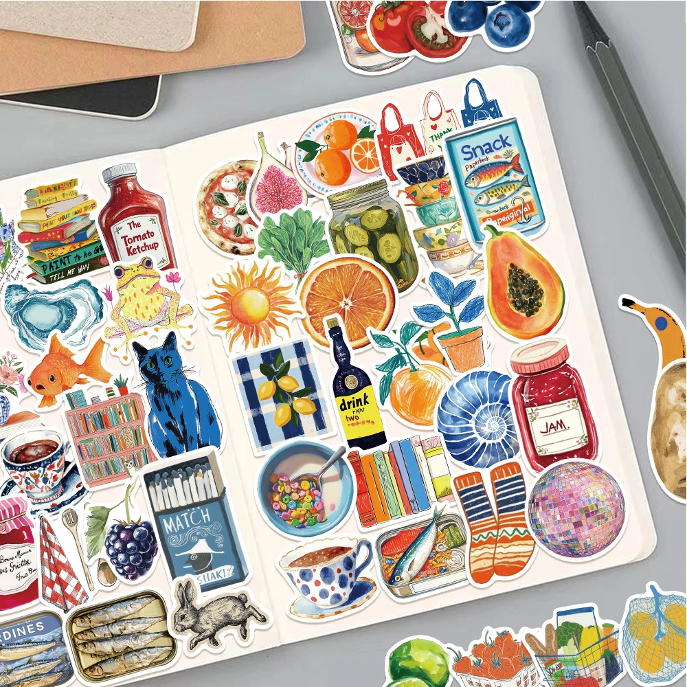 10/30/50/100pcs Mediterranean Tomato Cartoon Stickers Vintage Aesthetic Graffiti Sticker Phone Luggage Fridge Laptop Decals Pack