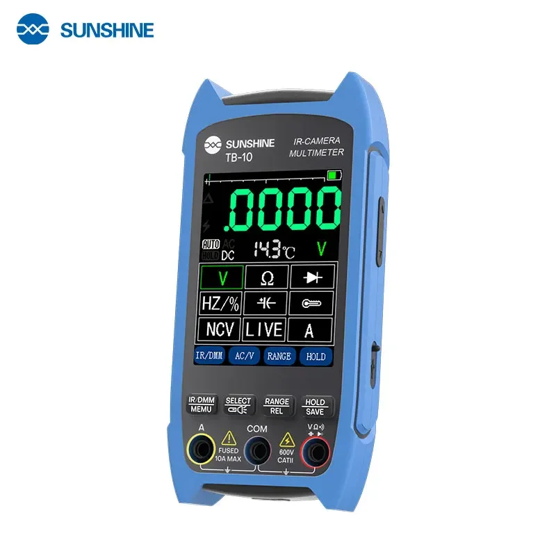 SUNSHINE TB-10 เครื่องตรวจจับการถ่ายภาพความร้อนแบบใช้มือถือและมัลติมิเตอร์หลายภาษาพร้อมเทคโนโลยี Super-Resolution 96*96 ISR 240x240