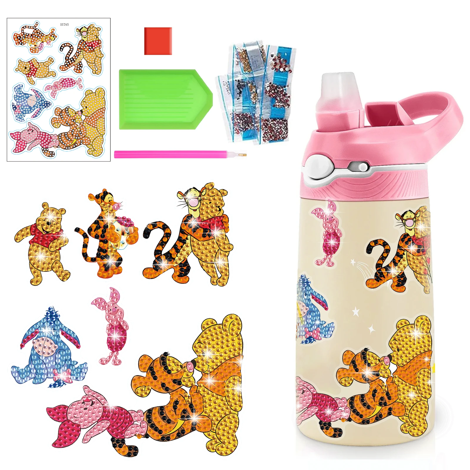 Diamond painting Cartoon Character Winnie the Pooh Random Stick DIY Stickers Children's Decoration Stickers Round Diamond