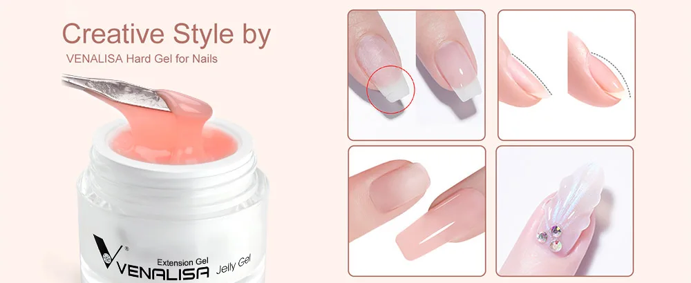 VENALISA Jelly Gel 50 ml Pink Nude Collection Nicht brennendes Hartgel Soak Off UV LED Soft Extension Builder Nagelgel Nagelmaniküre – Detail 12