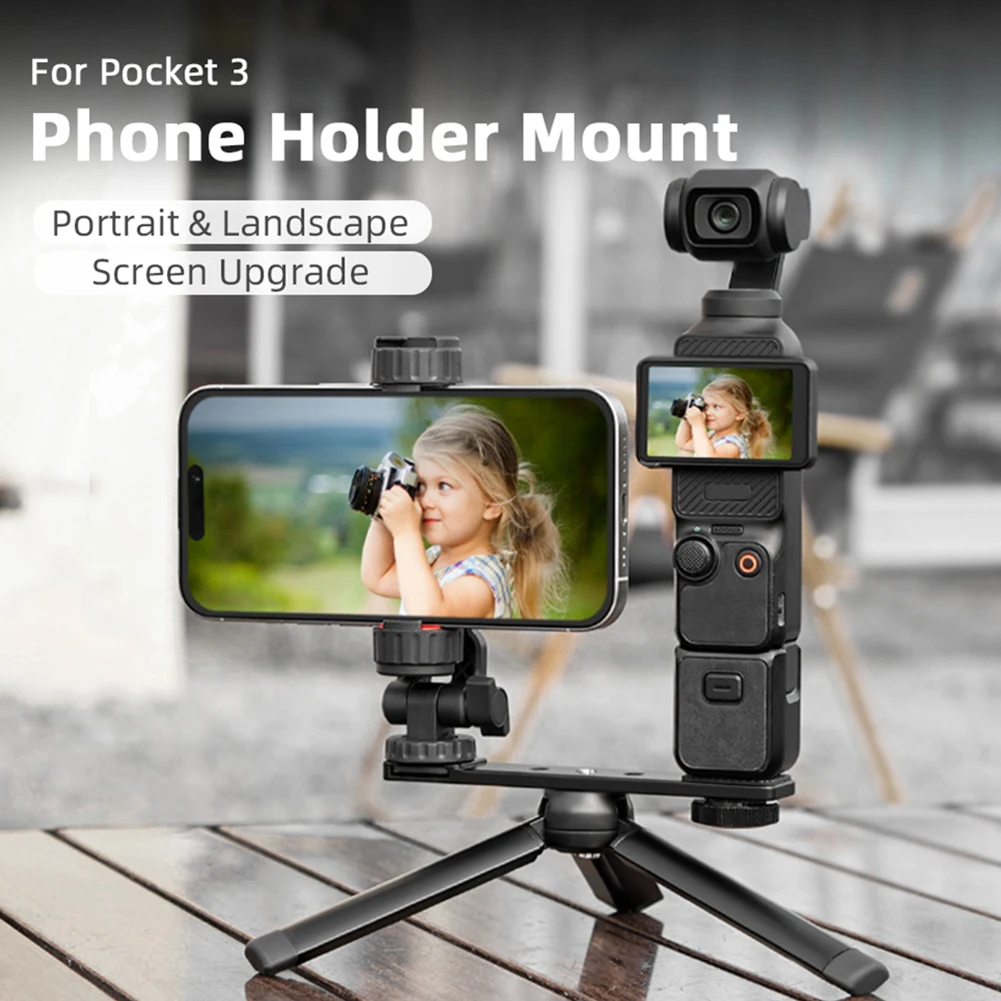 

Держатель для телефона DJI Osmo Pocket 3, портативный поворотный зажим для телефона с винтом 1/4 дюйма и зажимом для штатива с заполняющим светом для холодного башмака
