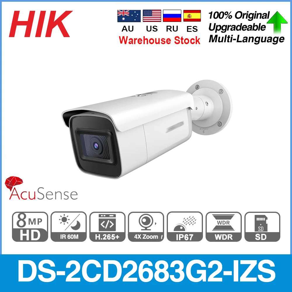 

Outdoor Hik IP Camera 8MP 4K DS-2CD2683G2-IZS AcuSense 60M IR 4X Zoom Bullet Motorize Varifocal Audio Alarm Surveillance Video