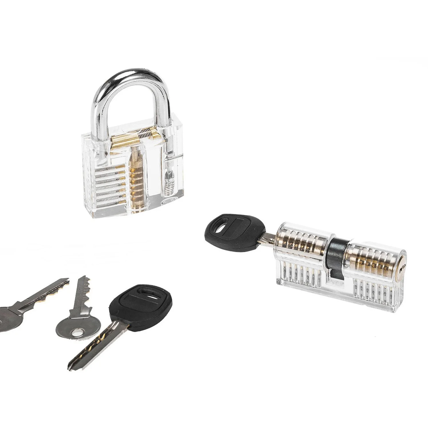 4 IN 1 Training Lock set Transparent Locks with Broken Key Extractor Tools and Lock Kit,Locksmith Practice Kit