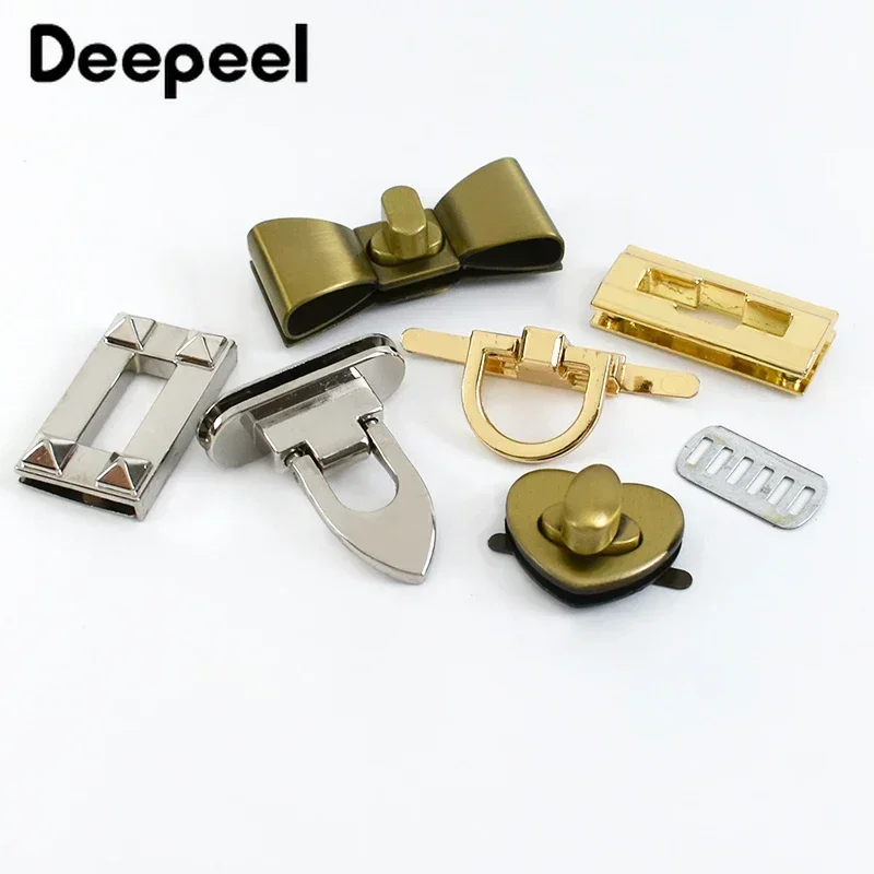 4 ชิ้น Deepeel โลหะกระเป๋าล็อคหัวเข็มขัดสีเปิด Twist ล็อคกระเป๋าปิดกระเป๋าตกแต่ง Latch Clasp DIY เย็บฮาร์ดแวร์อุปกรณ์เสริม