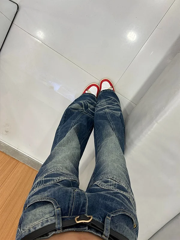 

Джинсы Bootcut Y2K, большие размеры, женские, с крапками, для фитнеса, толстые, полностью коллажные, висячие, свободные, специальные, среднего уровня