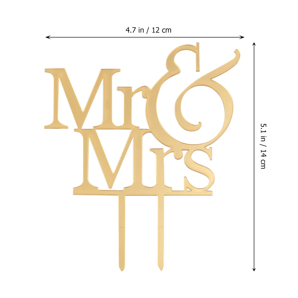 

10Pcs Birthday Cake Toppers Acrylic Mr Mrs Printed Words Golden Cake Picks Dessert Table Decorative Supplies Fruit Picks