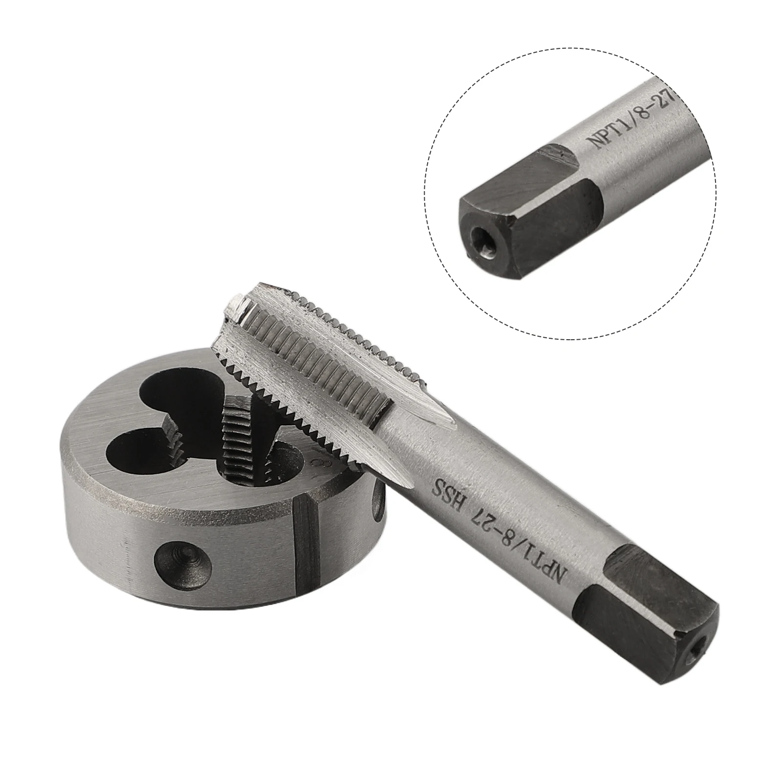 1pcs 1/8 NPT Tap + 1pcs 1/8 NPT Die 1/8-27 NPT/Z Right Hand  High Quality 1 1/8 NPT Tap + 1 1/8 NPT Die 1/8-27 NPT/Z Right Hand