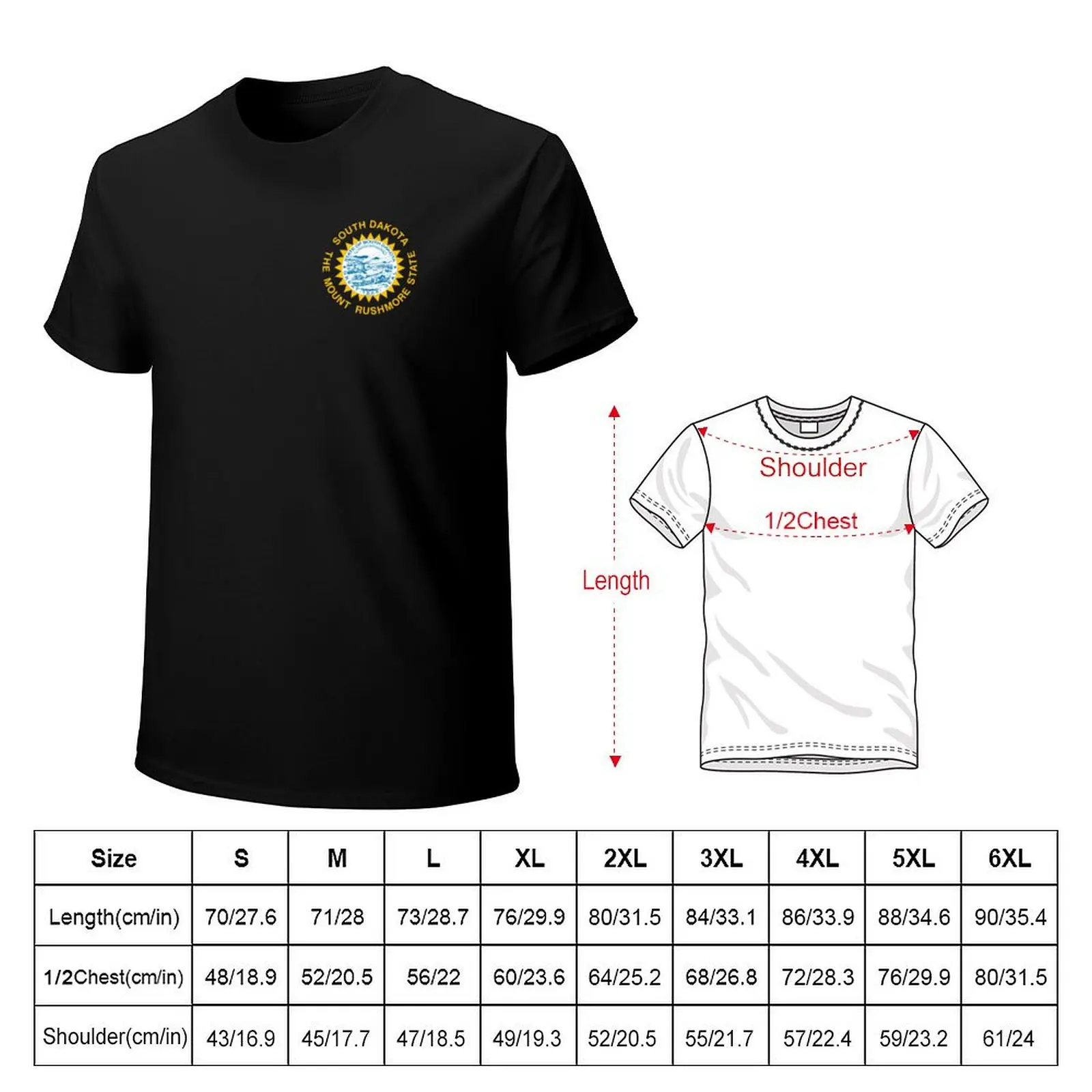South Dakota State Flag SD The Rushmore State T-Shirt Classic Basic Casual T-Shirt