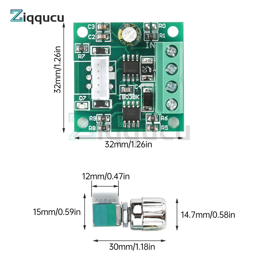 PWM DC Brush Motor Speed Controller DC Motor Regulator Control Module DC 1.8V 3V 5V 6V 12V 2A Speed Controller