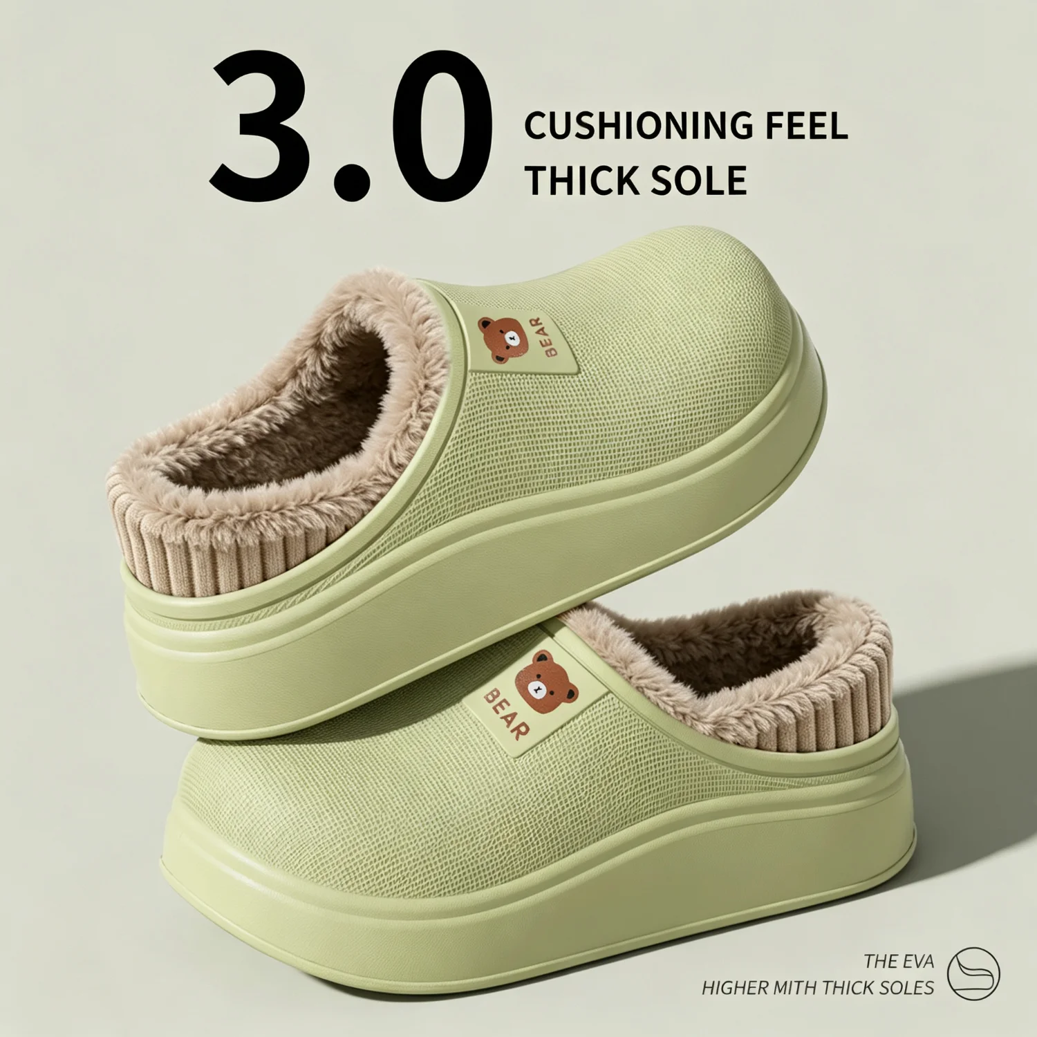 Wasserdichte Winter-Hausschuhe für Damen und Herren, 4 cm dicke Sohle, flauschig warm, für den Innenbereich, rutschfest, mit Fell gefüttert, weiche, gepolsterte Clogs. – Detail 15