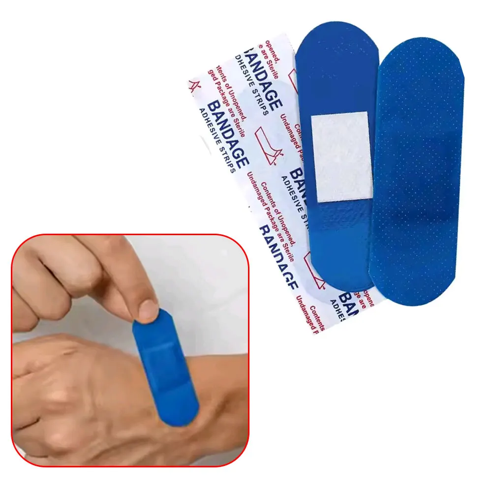 100pcs/set Blue Detectable Cook Chef Plaster Waterproof Wound Dressing Patch Waterproof Adhesive Bandages Sticker Easy To Find