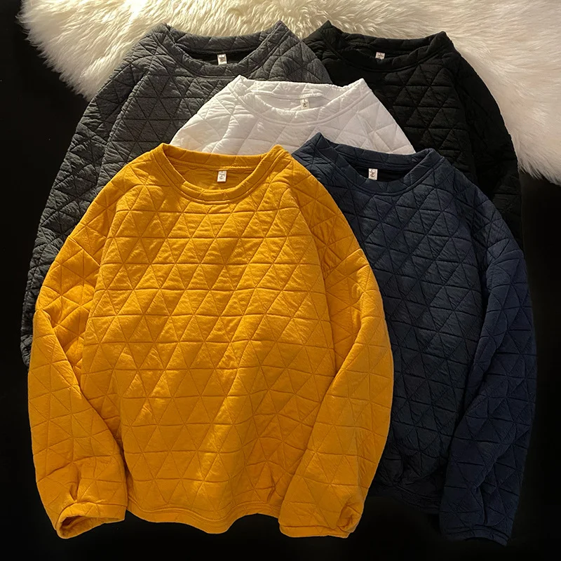 

Осень и зима, новый стиль, утепленный стеганый свитшот с рисунком Argyle для женщин, модный универсальный стильный топ с круглым вырезом