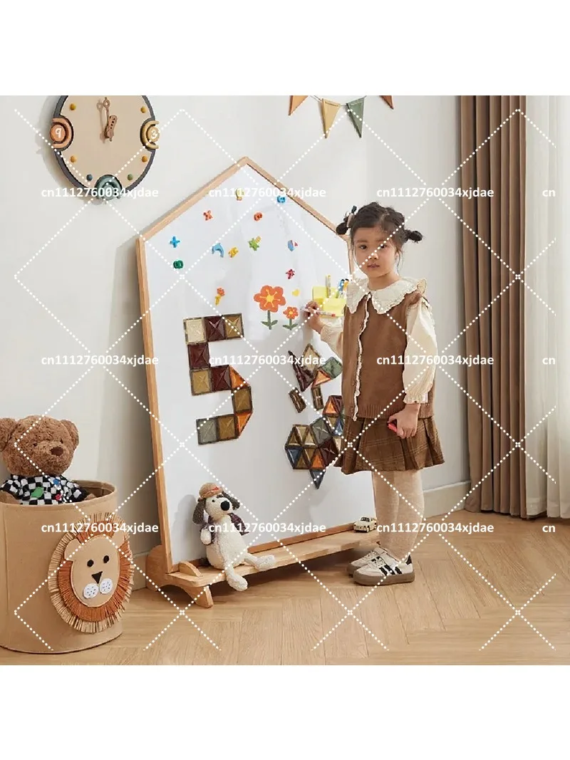 Double-Sided Graffiti Drawing Board for Kids, Solid Wood Children's Easel, Indoor Writing Board, Dust-Free Chalkboard