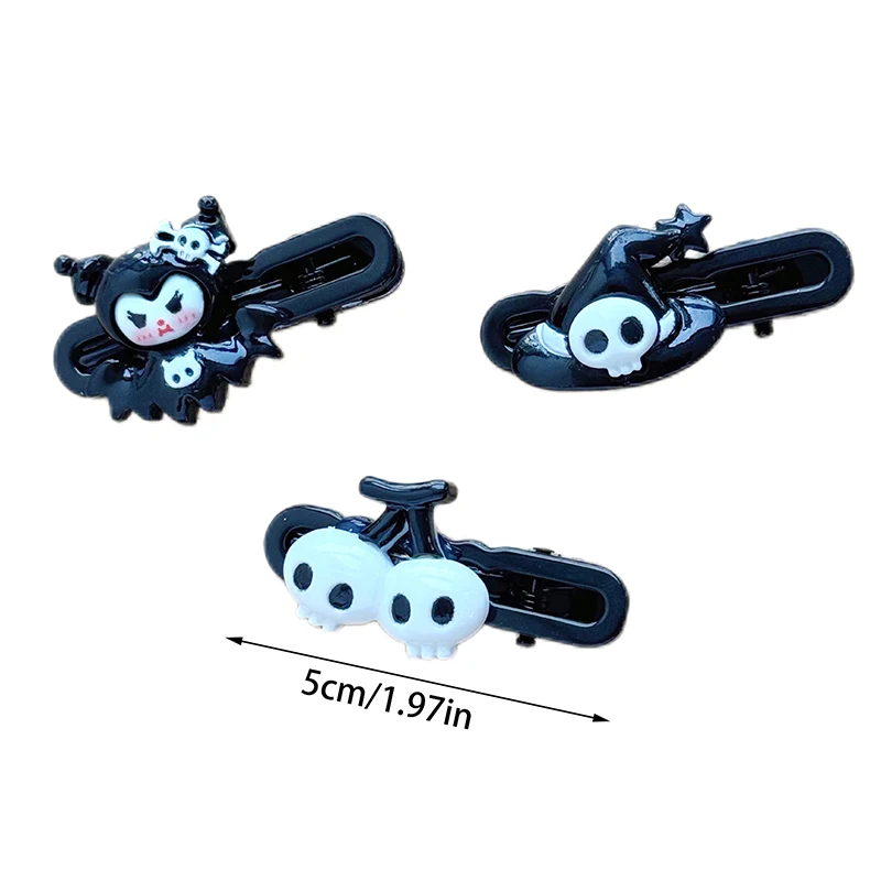 Sanrio Kuromi Hairpin para mulheres, doce lado Bangs Clip, meninas Cartoon Headwear, acessórios de cabelo elegantes, presentes de Halloween