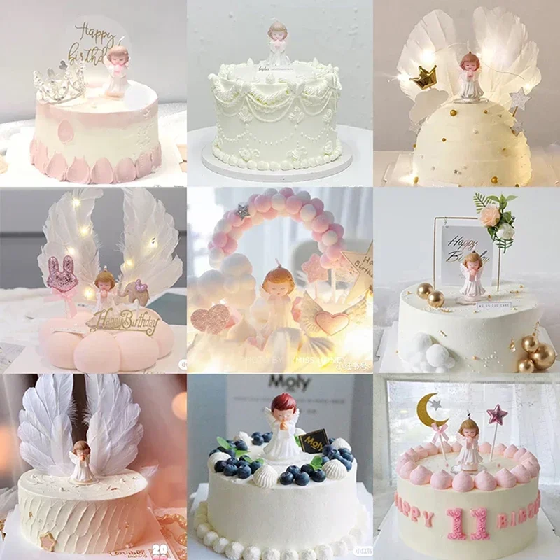 Ciieeo 6pièces Lot de Ornements Ange Figurines pour Décoration De Gâteau Anniversaire Et Intérieur