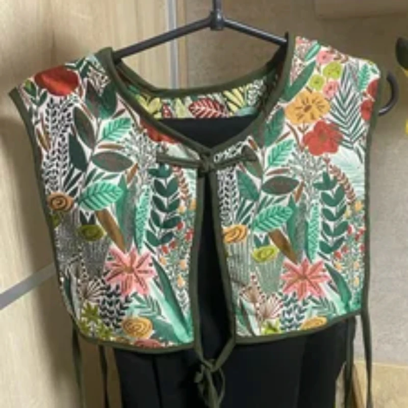 Westen Frauen Folk-Stil lose lässige Tops Outwear Blumen Faddish All-Match-Schnürung eine Größe neue zarte entworfen verführer isch täglich