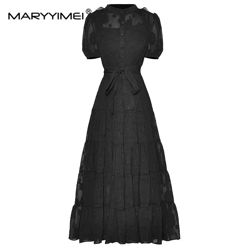 

MARYYIMEI Summer Fashion Women's dress Short sleeve Lace up Dresses