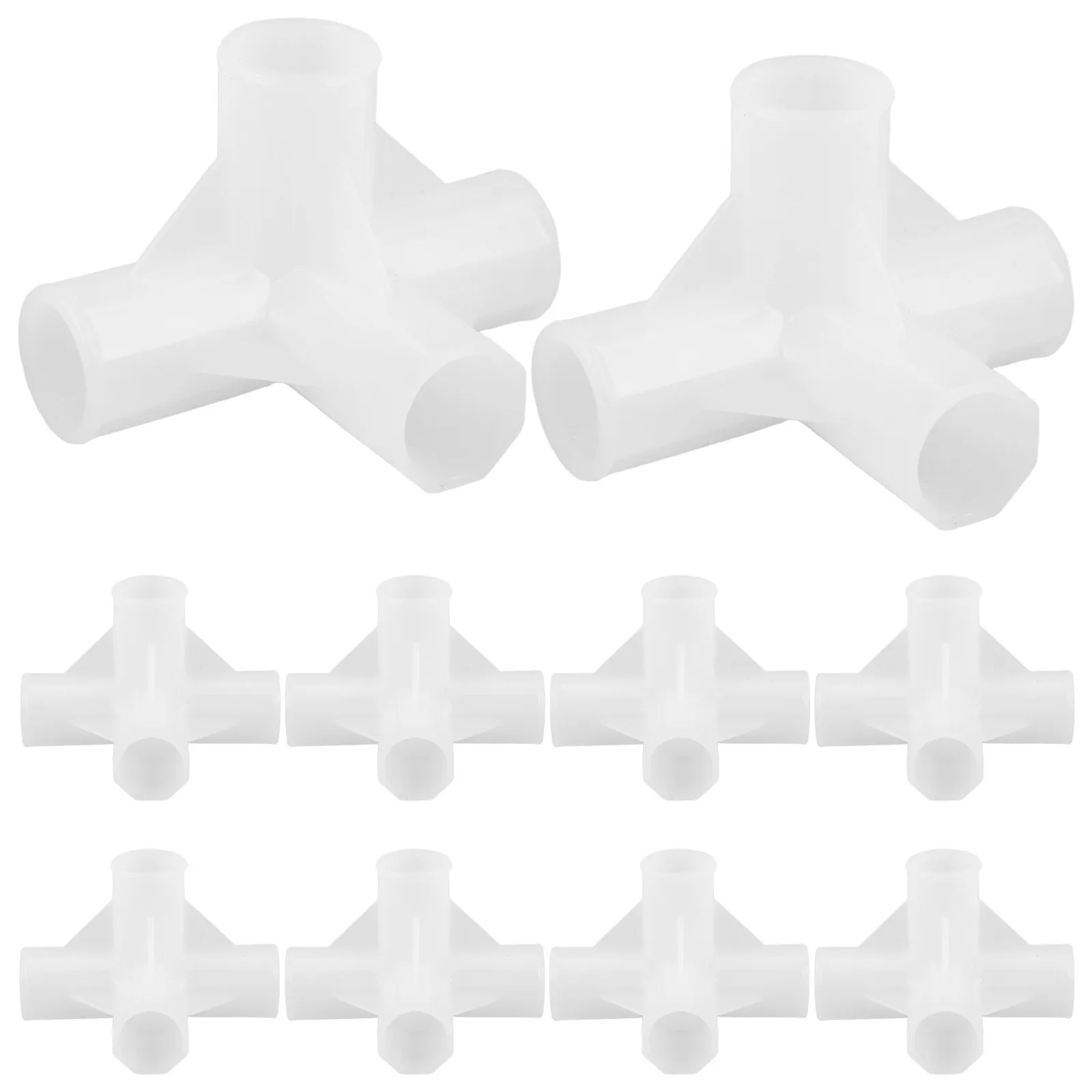 10Pcs Multi-Purpose Plastic 4-Way Closet Rod Connector Thickened Design for Wardrobe Shoe Rack Canvas Cabinet Space Saving Rod