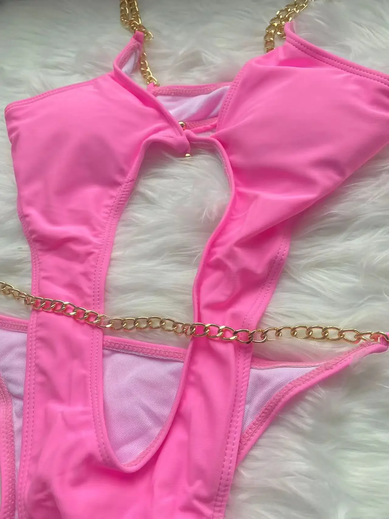 Maillot de bain une pièce, sexy, en métal, pour femmes, monokini, échancré, vêtements de plage