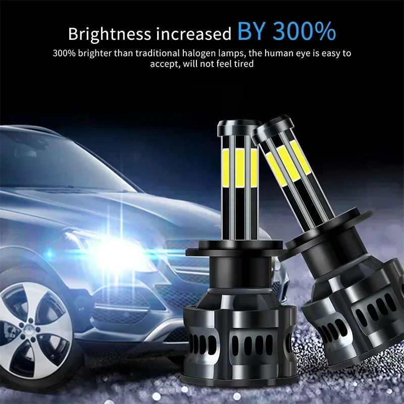 TCYATO 10-Sided LED Bulbs for Cars H1H7H4 High and Low Beam Integrated 6000K Car Lights LED, Front Headlights, Fog Light