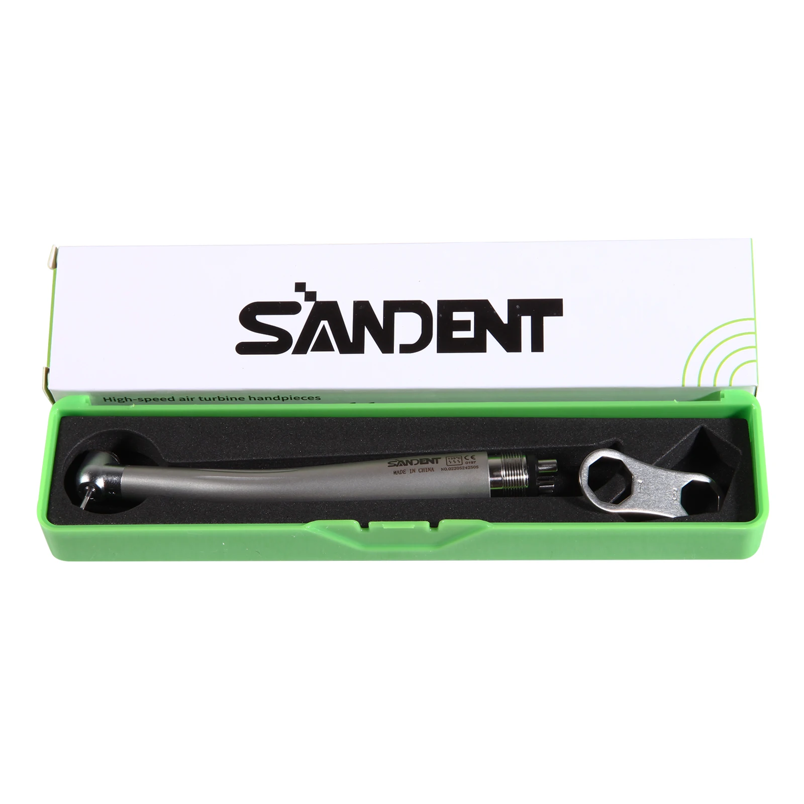 SANDENT 4/2 Holes Dental High Speed Hand piece Standard Head Clean Push Button Type Single Water Spray Air Turbine