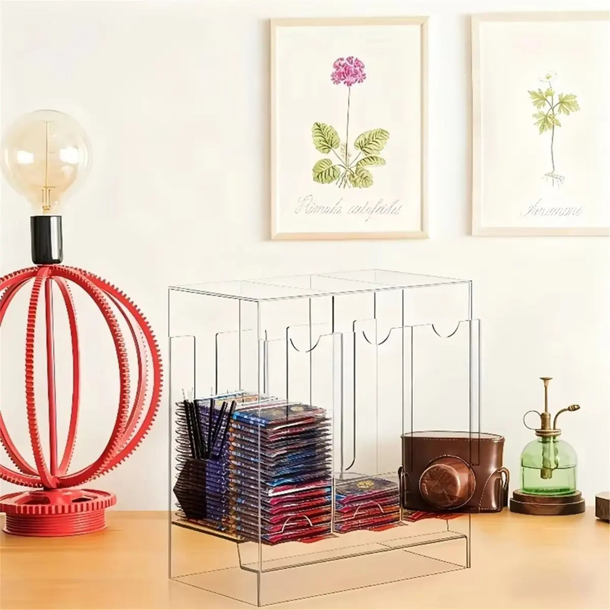 Booster Pack Case 3-Slot Acrylic Card Dispenser Storage Acrylic Organizer for Workplace Trading Game Sports Bedroom A
