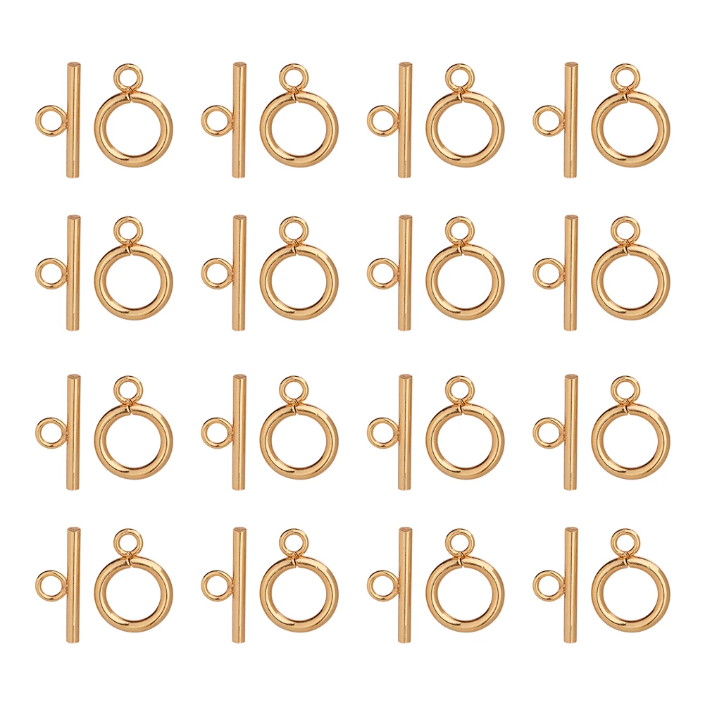 50Set Golden  304 Stainless Steel Ring Toggle Clasps Connector For Jewelry Making Bracelet Necklace DIY Accessories,Hole: 3mm