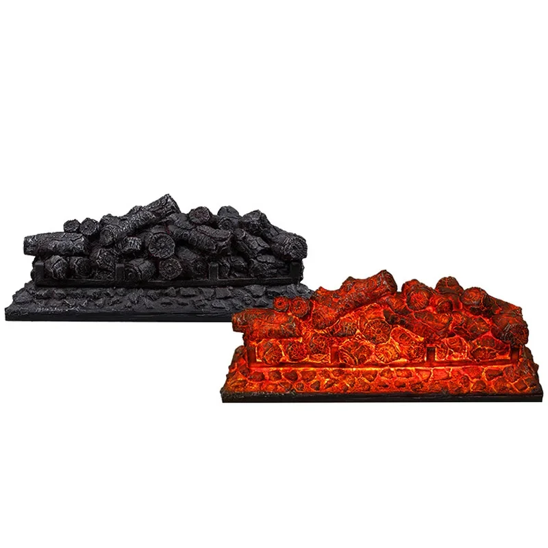 Conjunto de toras para lareira elétrica, pilha de carvão simulada, inserção de lareira, som de rachadura, controle remoto