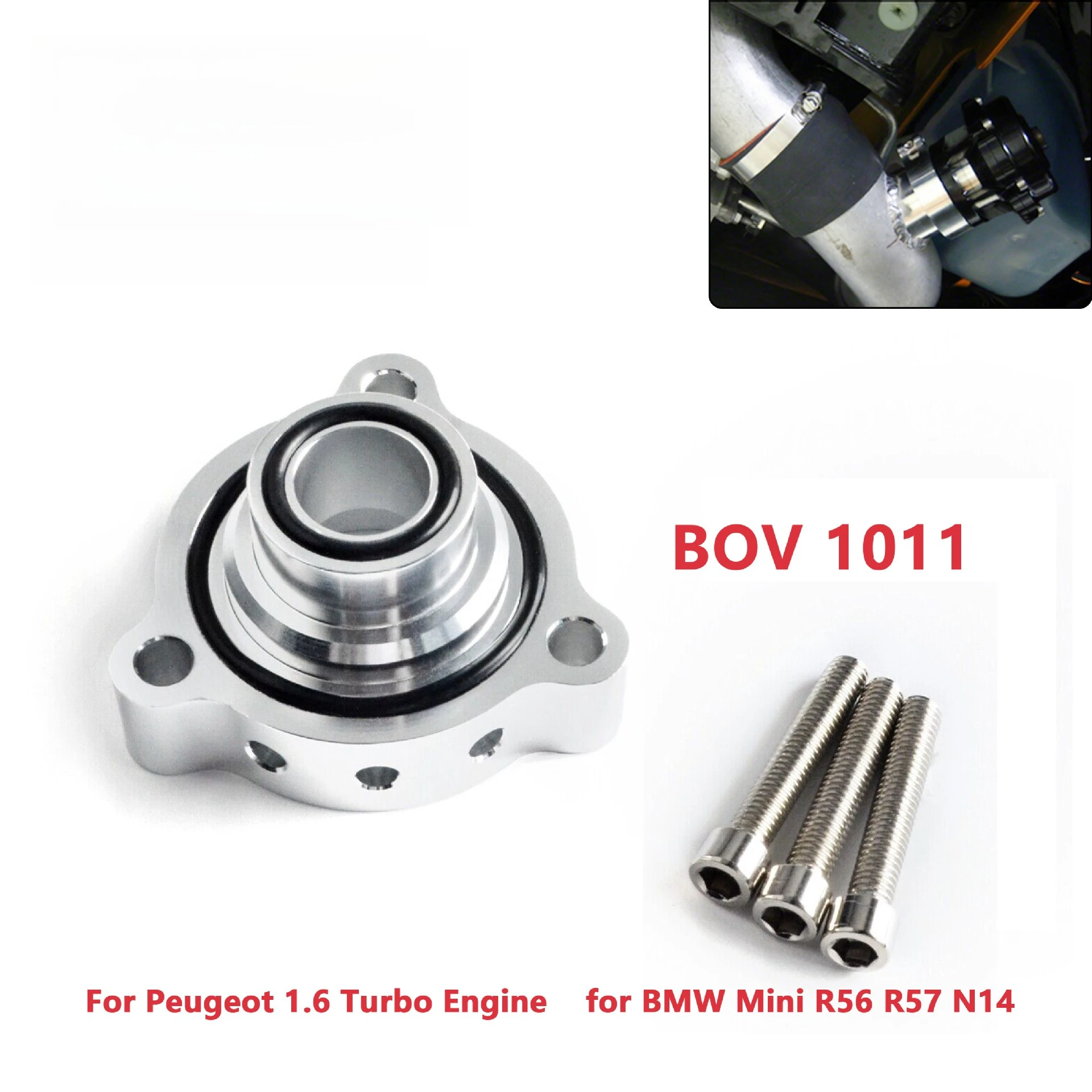 BOV1011 Turbo-adapter voor BMW Mini Cooper S/Peugeot 1.6T/DS3 |   CNC aluminium afblaasklep bodemplaat |   N14 motorupgrade