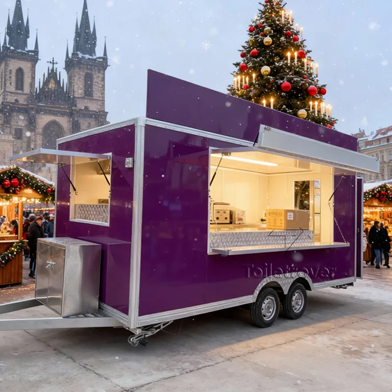 عربة طعام متنقلة كروس معجنات شوارما برجر بيتزا هوت دوج آيس كريم شاحنة طعام مقطورة طعام مستقبلية مع مطبخ كامل