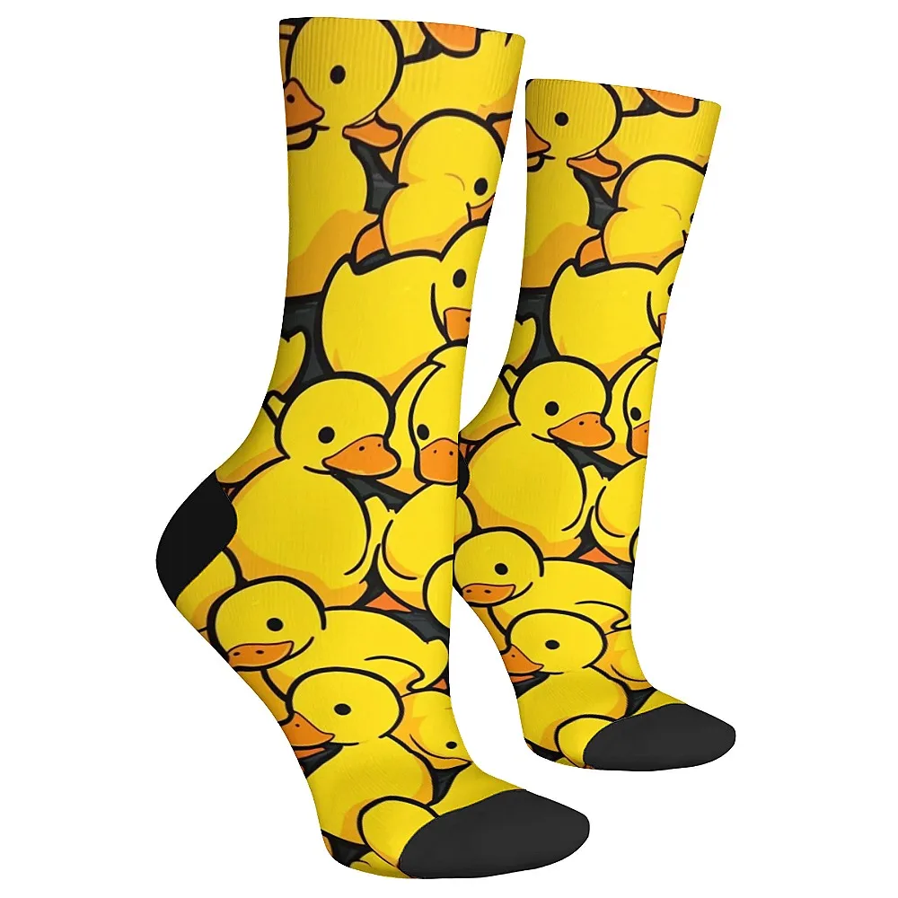 Harajuku Cute Rubber Duck Cartoon Men's Socks Happy Women's Socks Novelty Fun Crew Socks Casual Hip Hop Style Crazy Party Gift